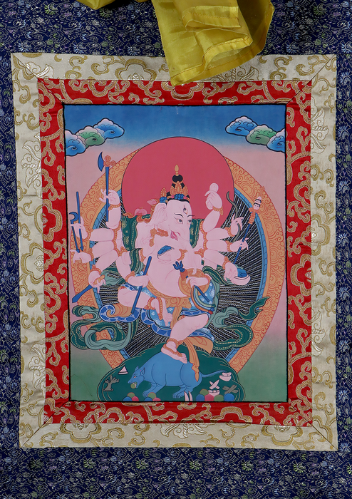 Ganesh Brocade Thangka Painting