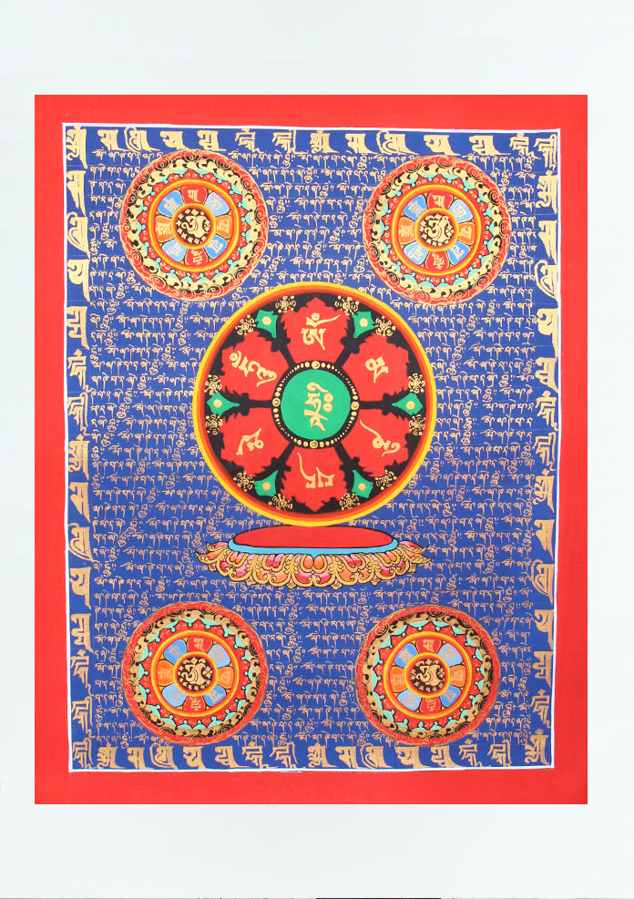 Blue Om Mani Mantra Thangka Painting (A)
