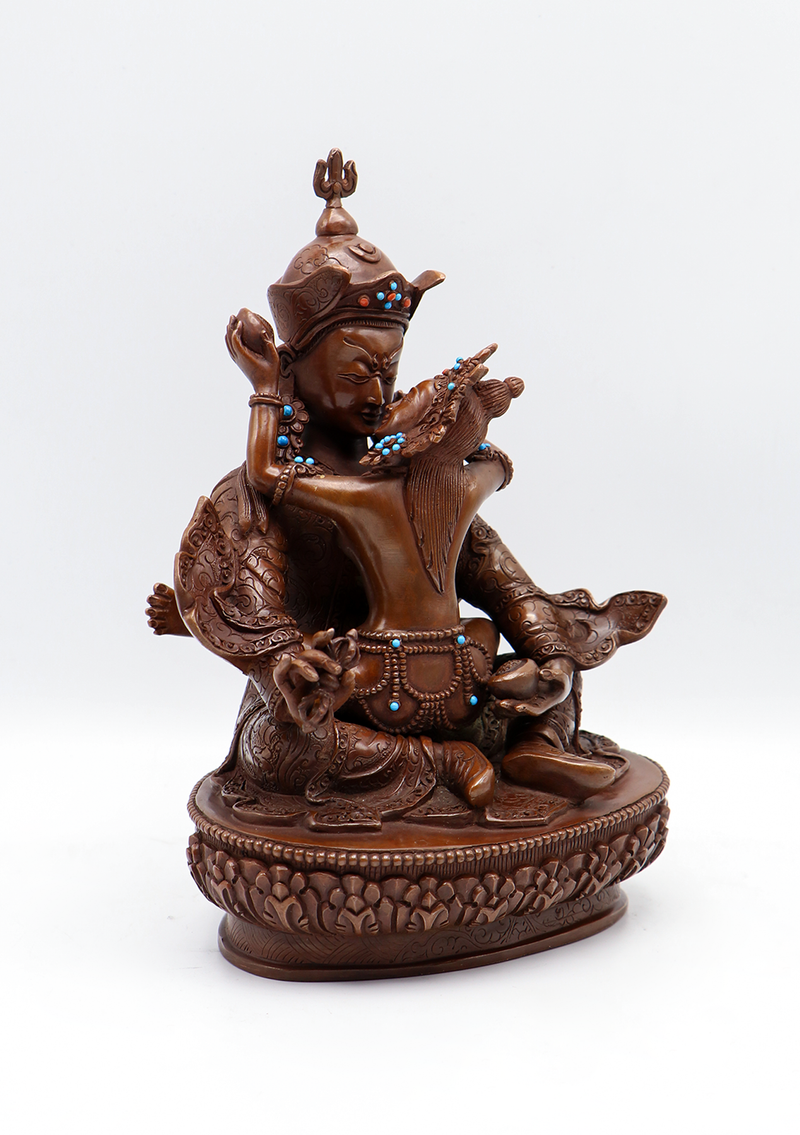 Copper Oxydized  Guru Shakti  Samantabhadra Statue 8.5"H