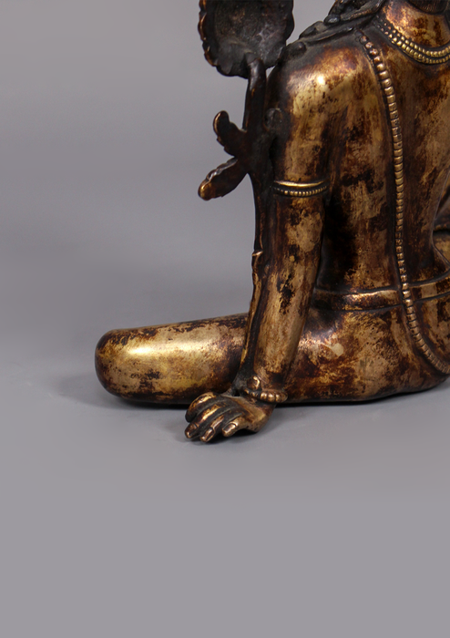 Antique Style Gold Gilded Indra Statue 7.5" H