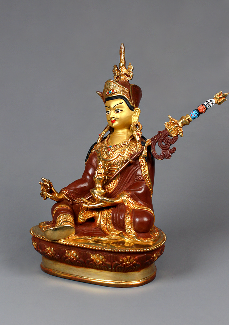 Guru Padmasambhava Partly Gold Plated Rinpoche Statue 8" H