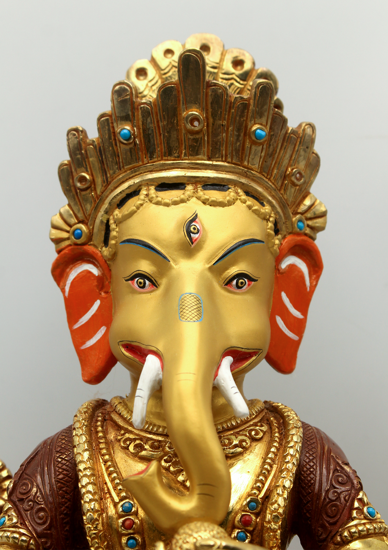 Ganesha 24 KG Gold Copper Statue 12"H SHREE GANESH