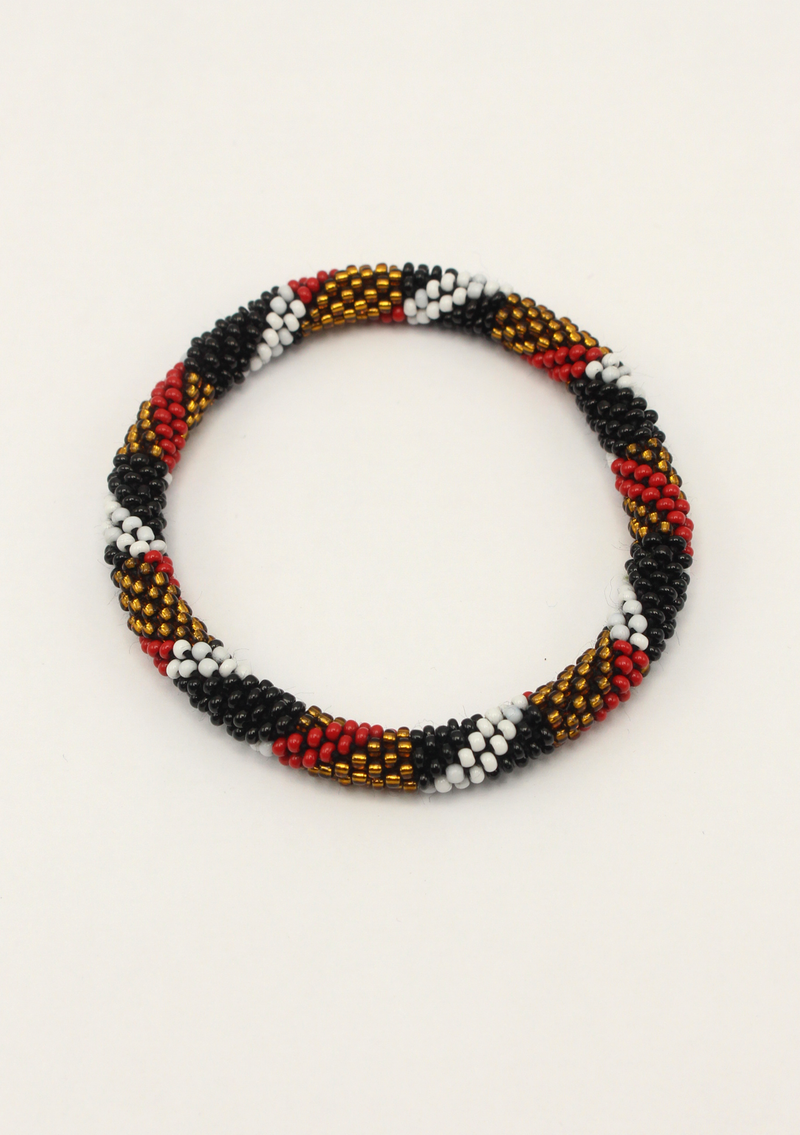 NEW Golden Red Black Stripe  Leopard Roll Beads Bracelet