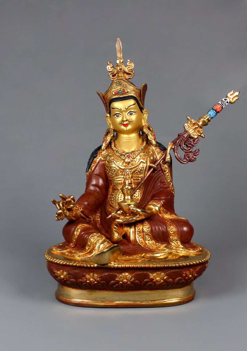 Guru Padmasambhava Partly Gold Plated Rinpoche Statue 8" H