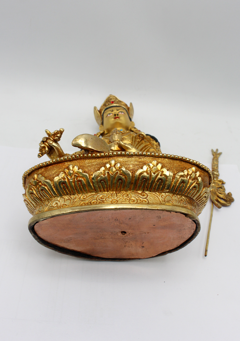 Gold Plated Copper Guru Padmasambhava Statue 8"H