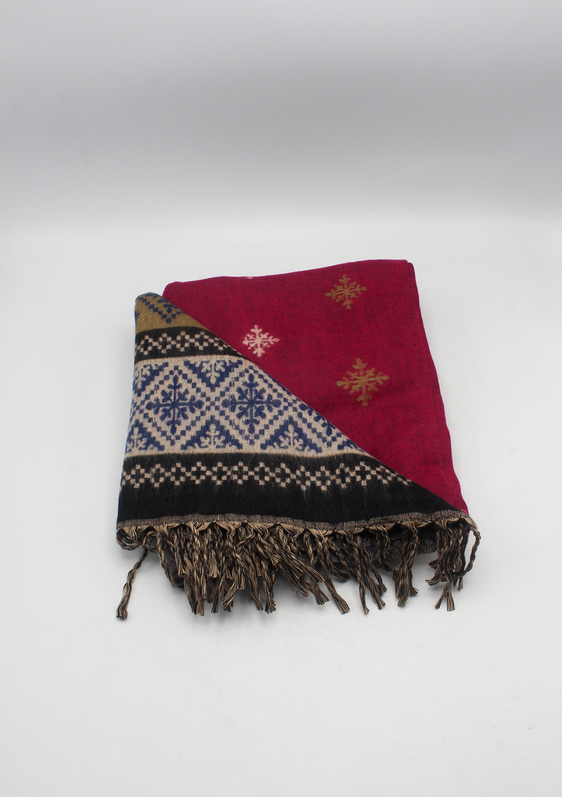 Hand loomed Pink Woolen Shawl Nepal- Bindia