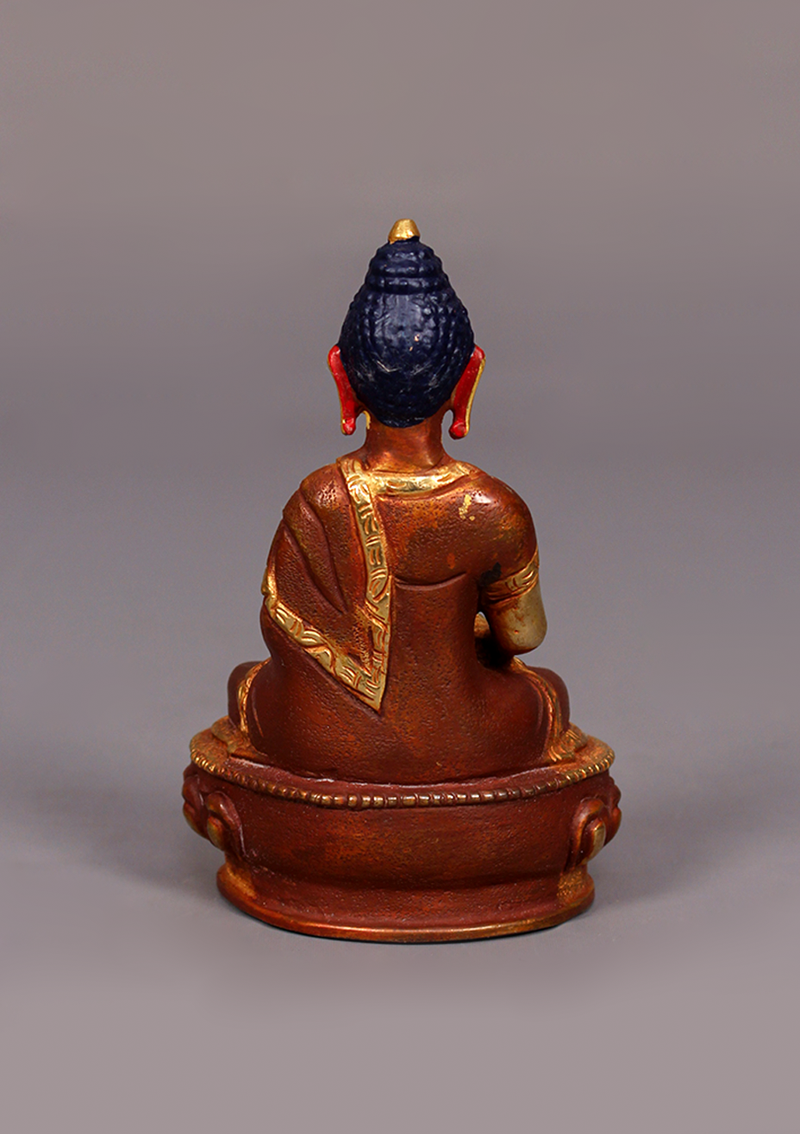 Partly Gold Plated Amitabha Buddha Statue 4"H