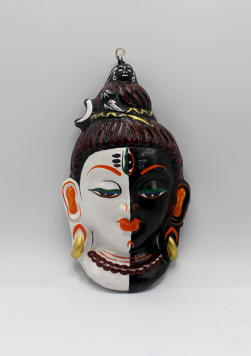 Hand Painted Paper Mache Three Eyed Shiva Wall Hanging Mask