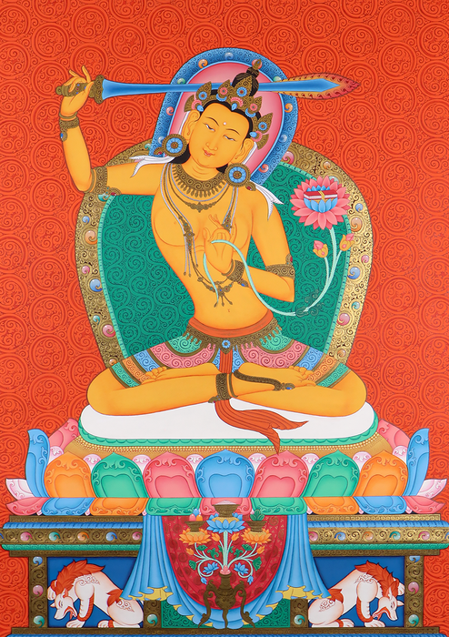 Manjushri Widsom of Buddha Thangka Painting