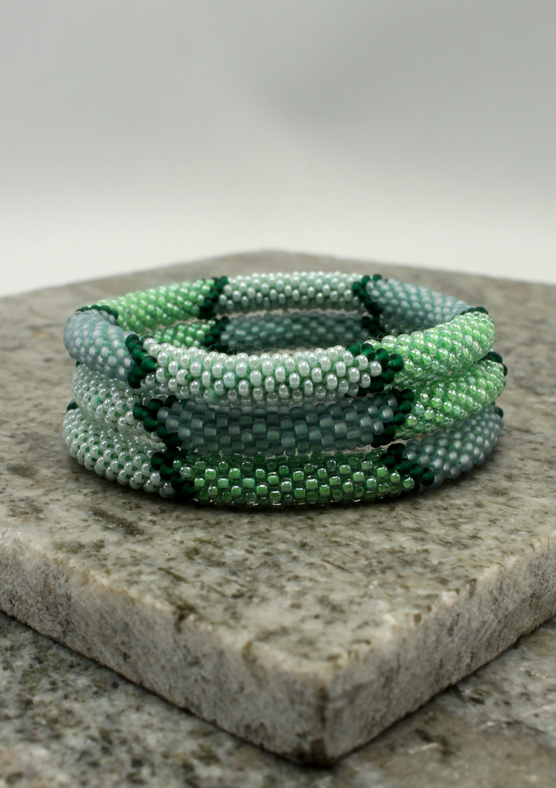 Blue Stripe Reef Roll on Beads Bracelet