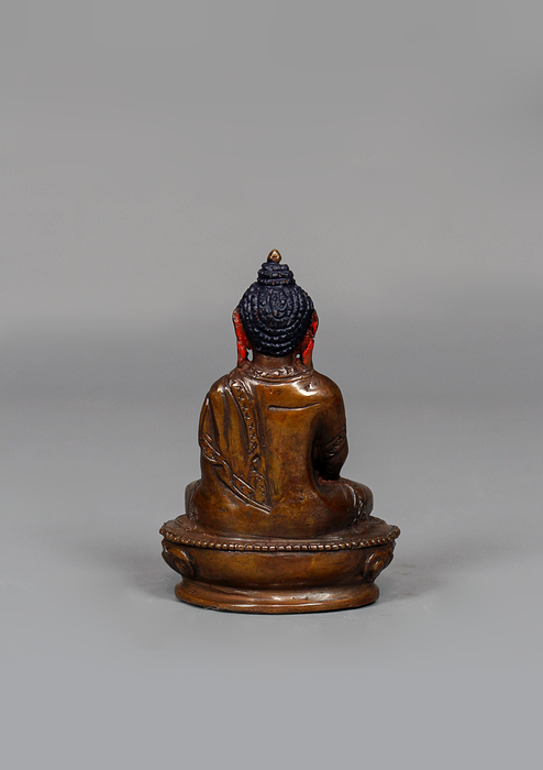 Oxidized Copper Amitabh Buddha Statue 3.5" H