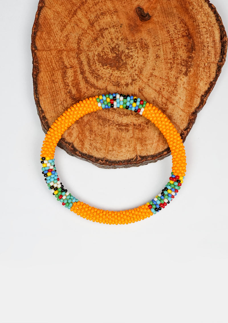 Golden Sunshine with Joy Nepalese Roll Bead Bracelet