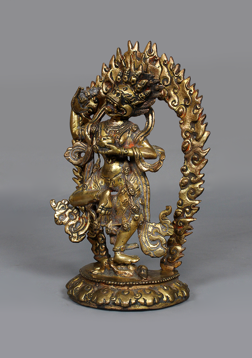 Antique Copper Simhamukha Statue 8.5"H