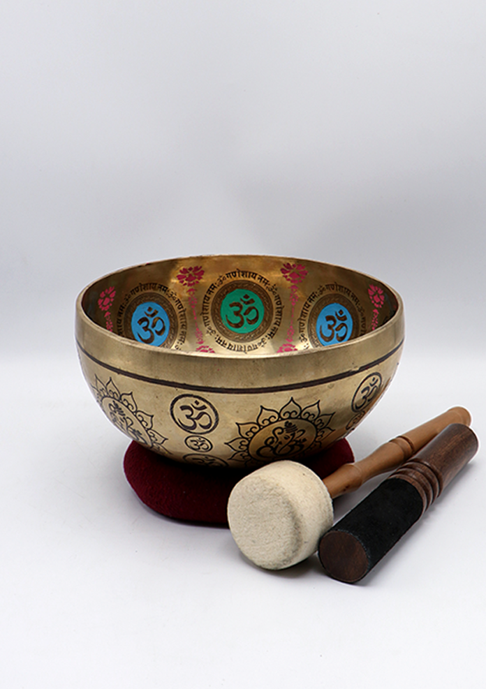 Lord Ganesh Painted Singing Bowl 8"