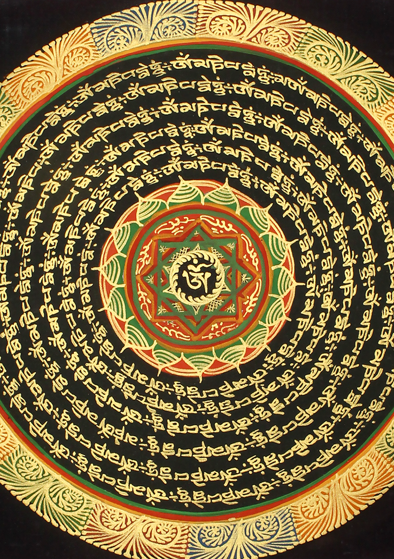 6 Line Tibetan Om Mandala Thangka Painting