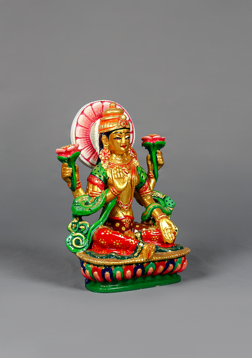 Hand Painted Resin Laxmi Statue 5.25"