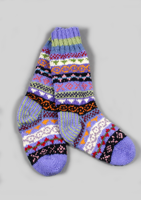 Handknitted Purple Woolen Knee High Socks