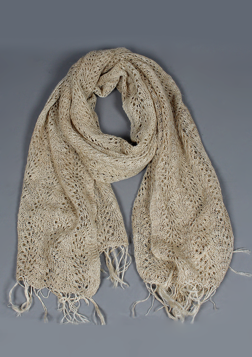 Natural Nettle Yarn Woven Pattern Shawl