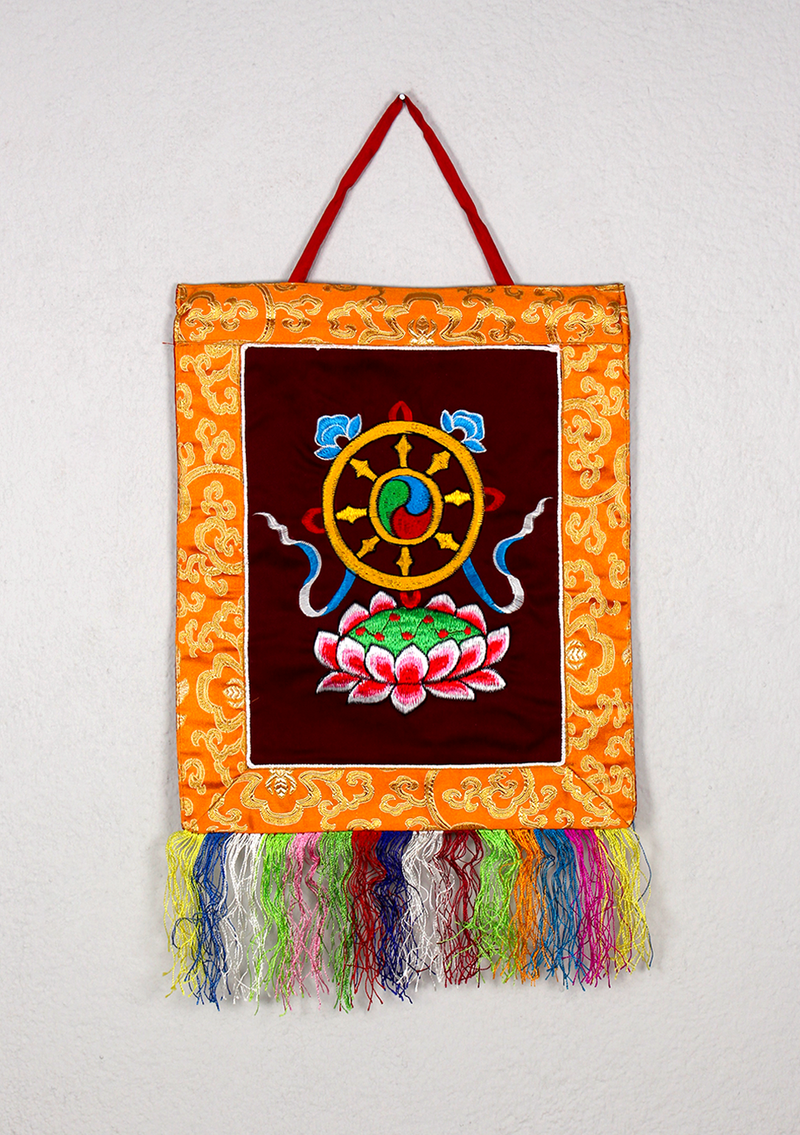 Buddhist Auspicious Symbols Brocade Wall Hanging