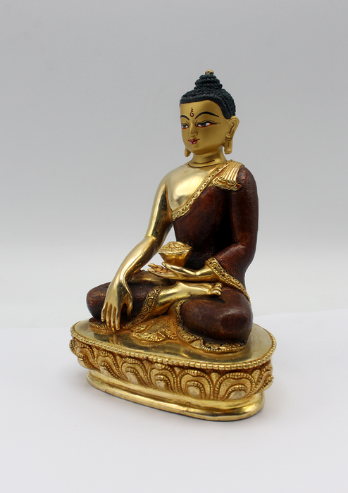 Partly Gold Plated Shakyamuni Buddha Statue 5.5"