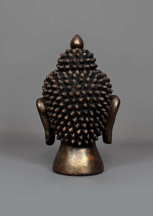 Handpainted Ceramic Buddha Head 12" H - Bronze