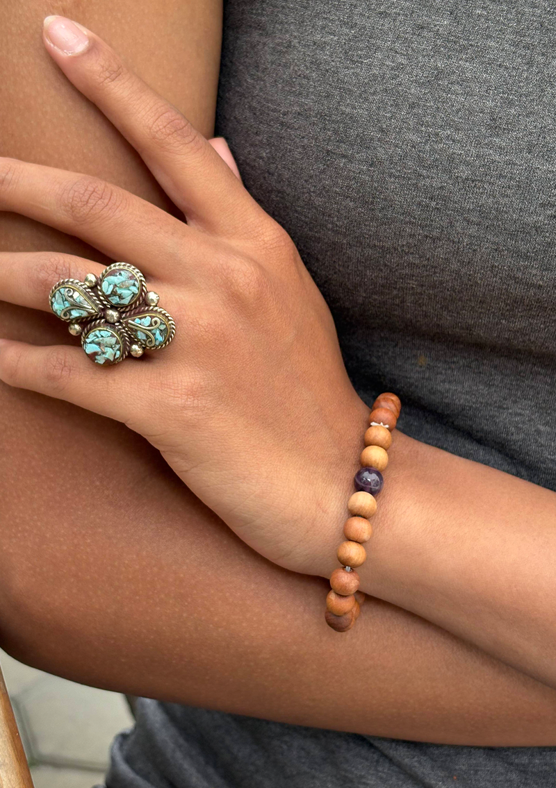 Seven Chakra Sandalwood Wrist Mala