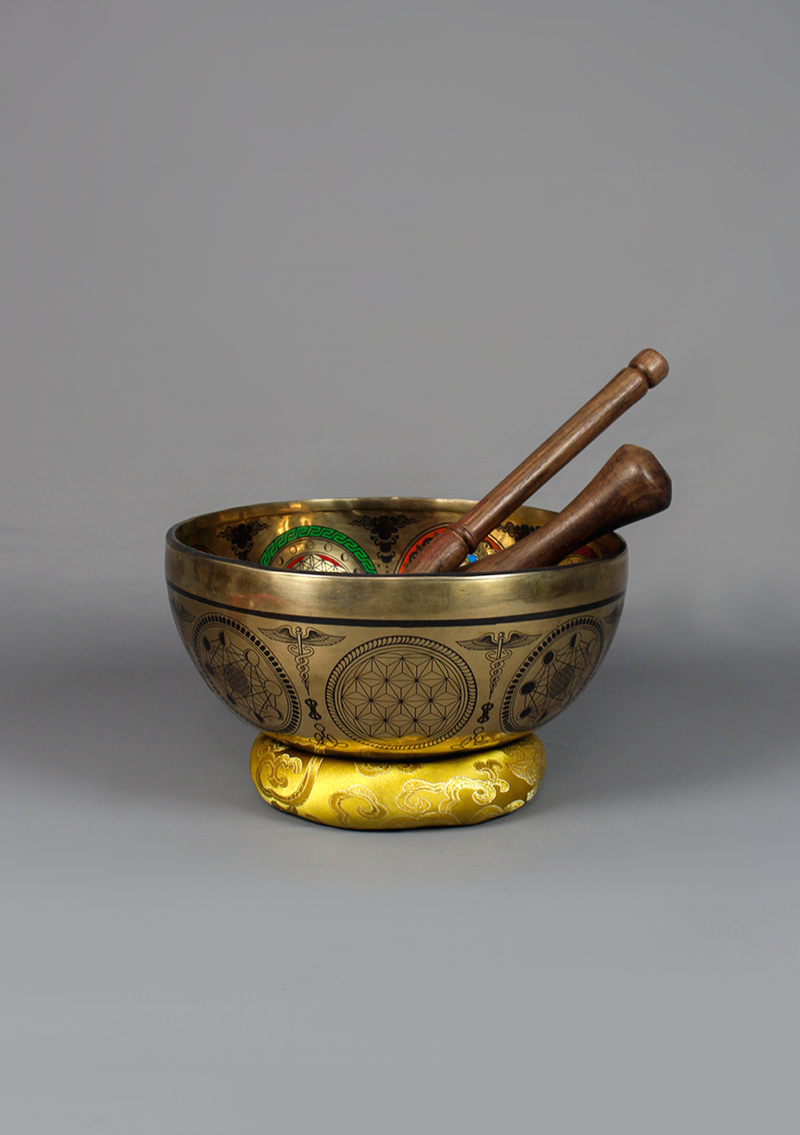 Zambala God of Weatlth Painting Singing Bowl 9"