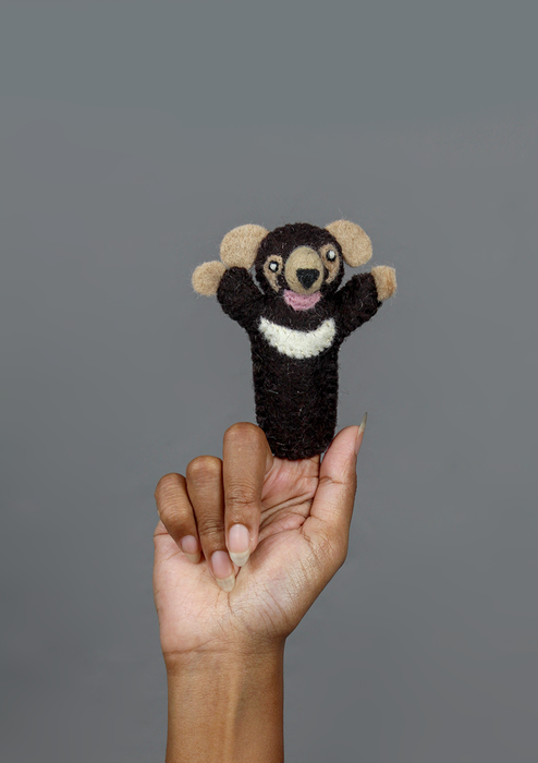 Wild Himalayan Yak  Finger Puppet – Felt Wool Toy for Kids