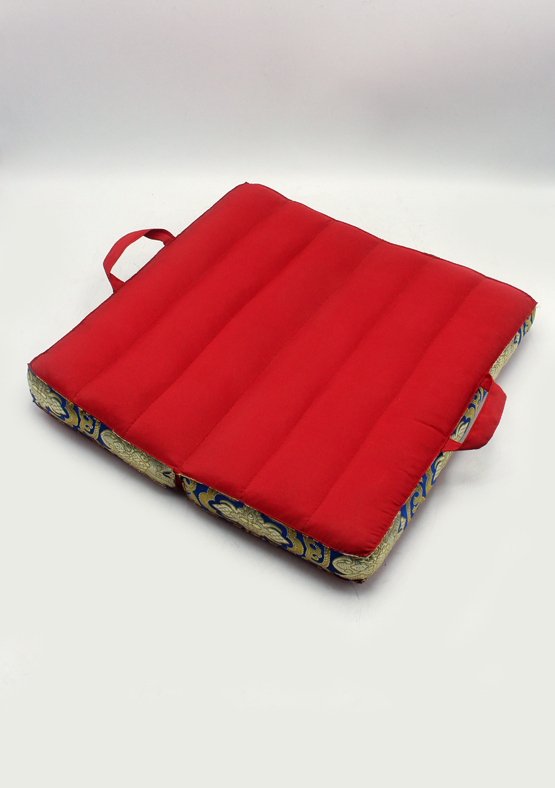 Red Foldable Brocade Border Large Mediation Cushion