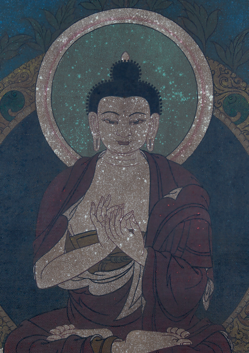 Antique Vairocana Brocade Thangka Painting