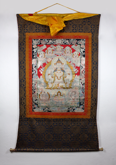 Chenrezig Khadi Brocade Thangka Painting