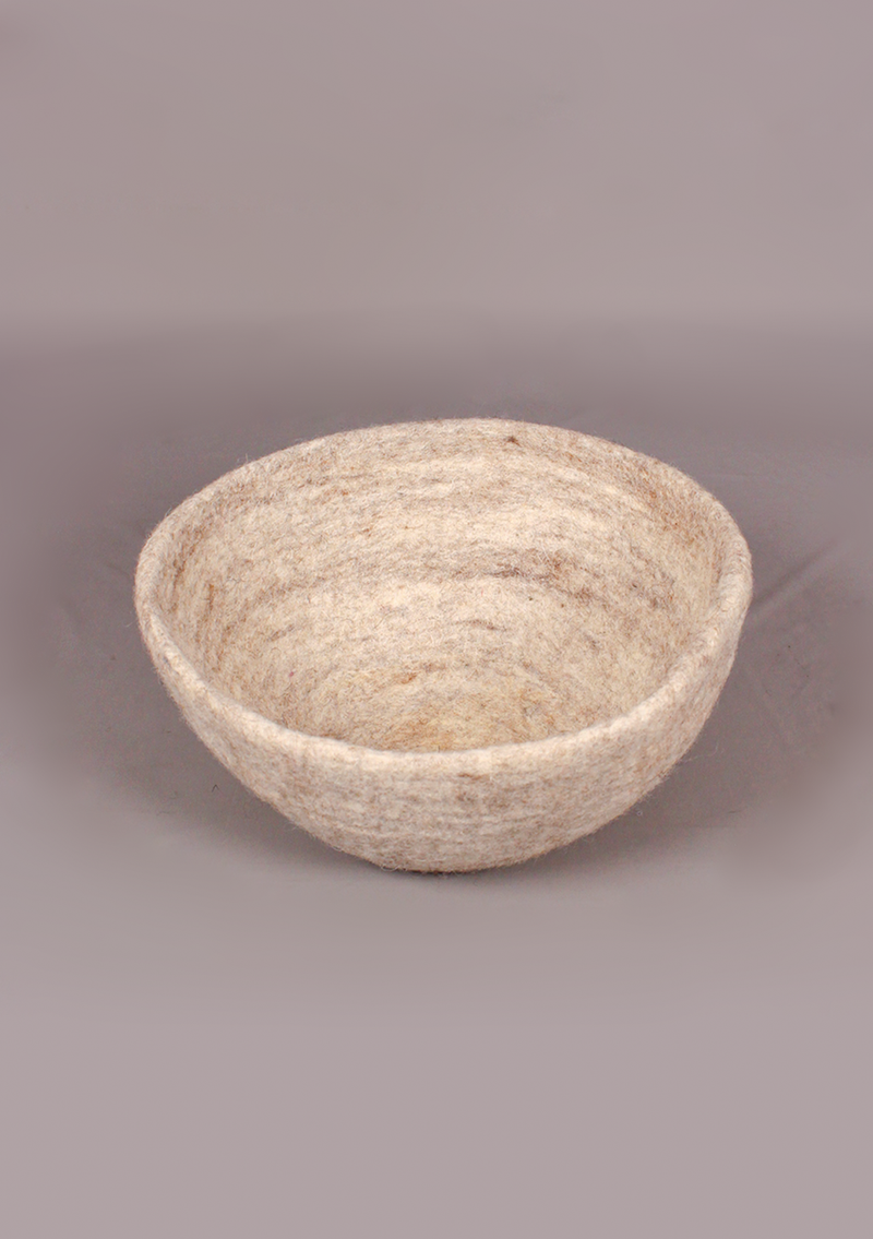 Handmade Large Felt Bowl - Light Grey
