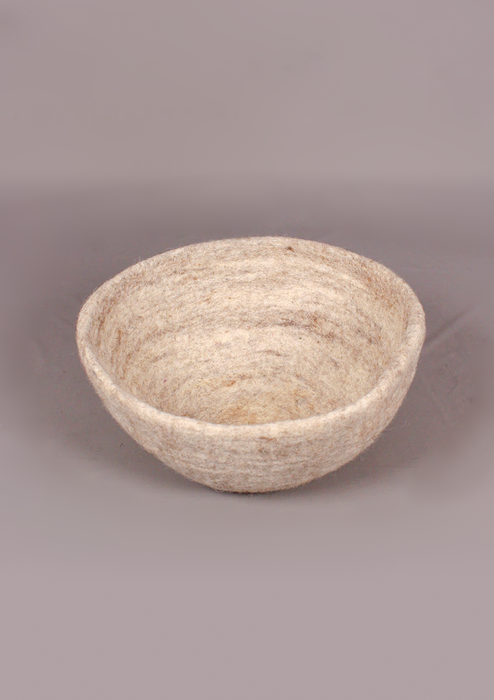 Handmade Large Felt Bowl - Light Grey