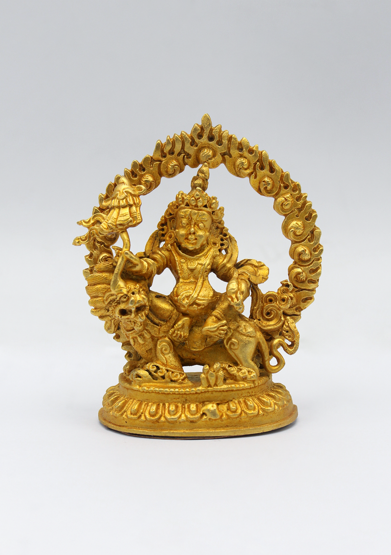 Gold Electroplated Mini Kubera Zambala Statue 2.8 inch