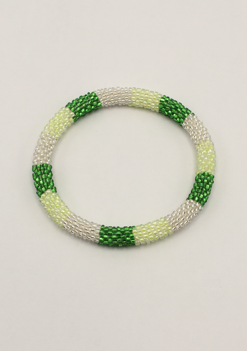 Bright Green stripes Roll Beads Bracelet