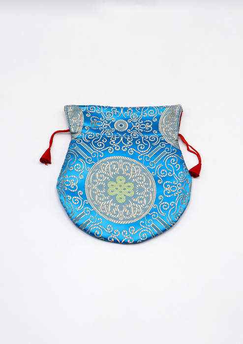 Endless Knot Brocade Drawstring Multicolor Mala Bag Pouch