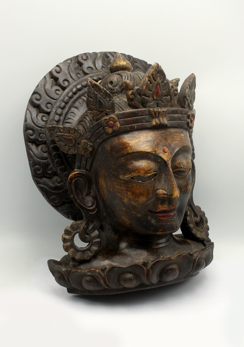 Handcarved Wooden Tara Wall Hanging Mask