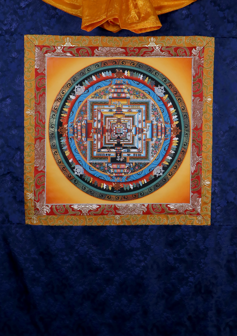 Yellow Mandala Brocade Thangka Painting