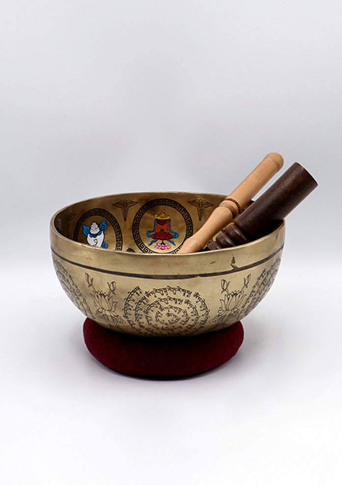 White Tara Painted Tibetan  Singing Bowl 8"