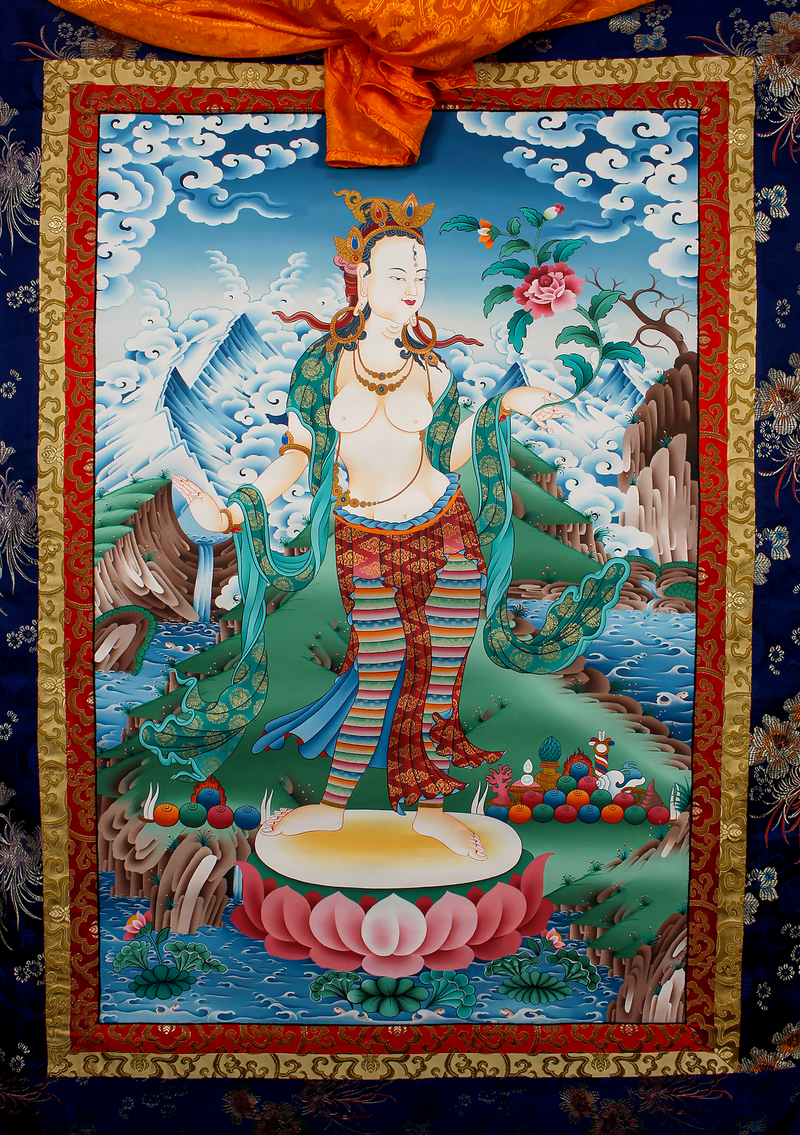 Standing Lokeshvara Brocade Thangka Painting