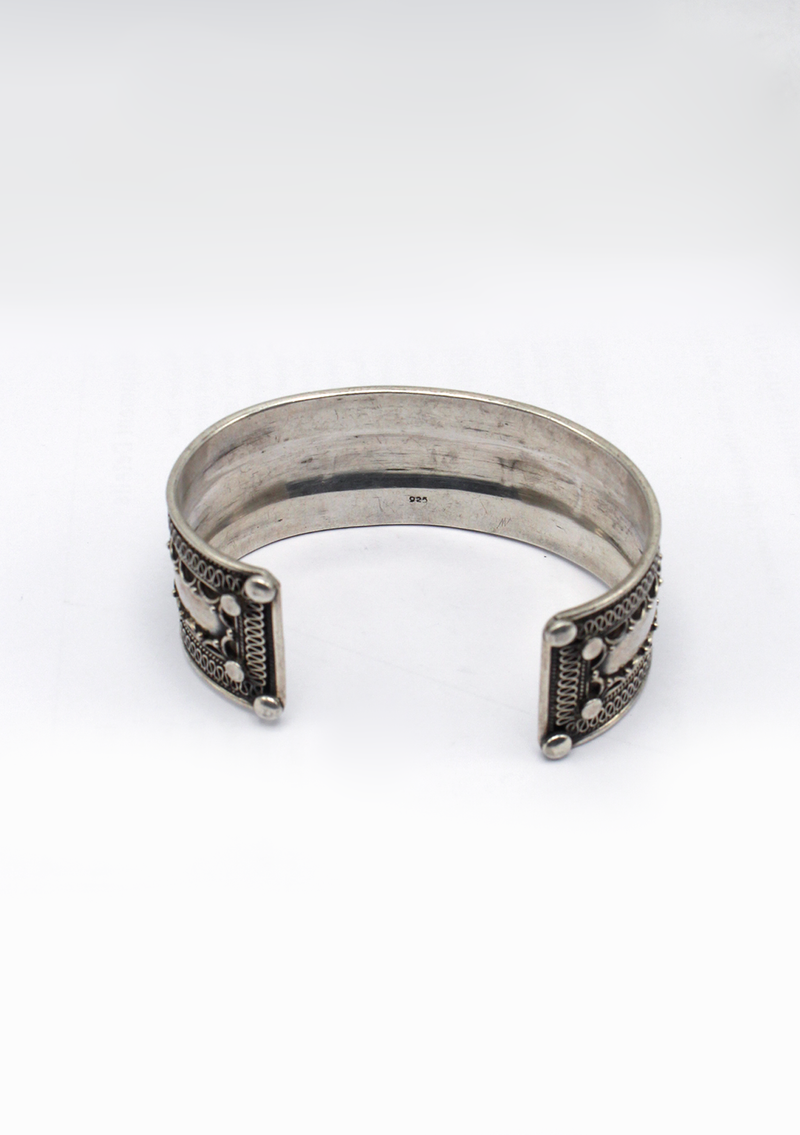 Om Mani Padme Hum Silver Large Wrist Bracelet