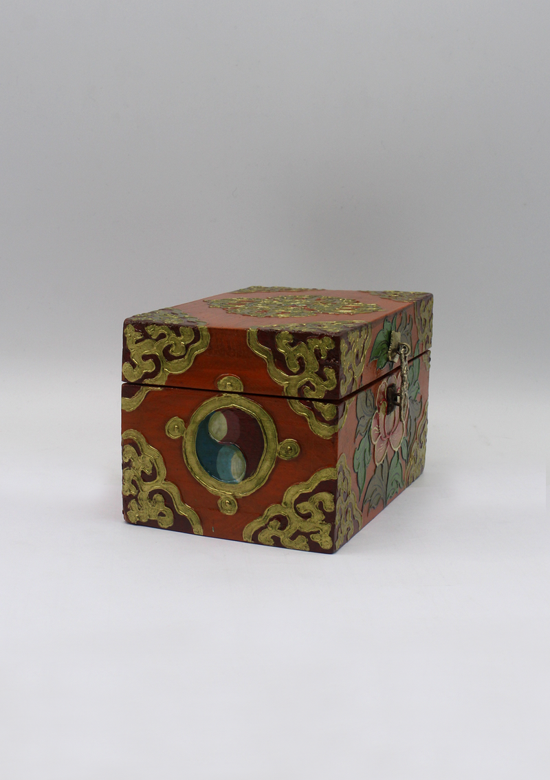 Handpainted Tibetan Wooden Boxes with Double Dorjee - Medium