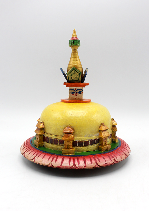 Hand Painted Wooden Swayambhunath Stupa Chorten