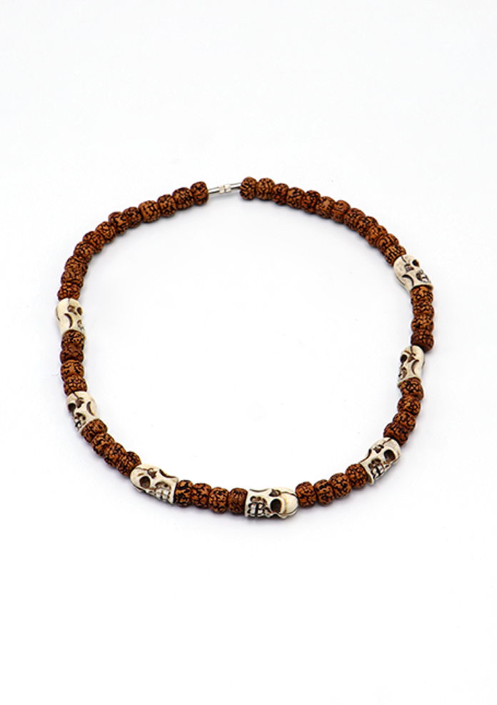 Rudraksha Mala with Skull Bone Counter