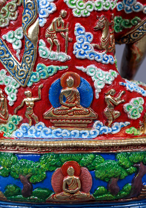 Buddha Life Shakyamuni Carved Gold Gilded Handpainted Statue 10"H