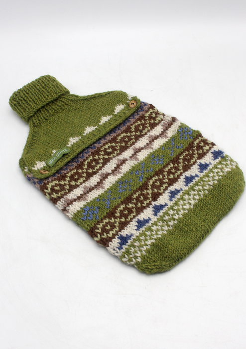 Handknitted Woolen Olive Green Hot Water Bag Cover