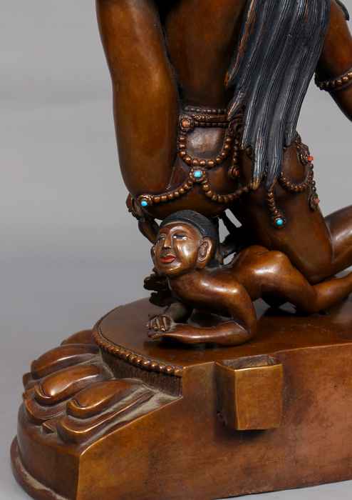 Copper Wrathful Jatadhari Jogini Statue 13" H