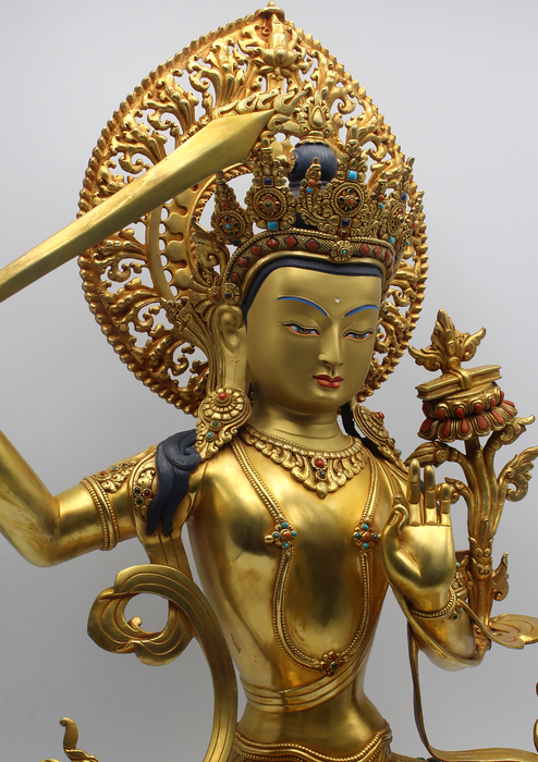 Masterarts 24 K Gold Plated TheManjushree Statue 21"H