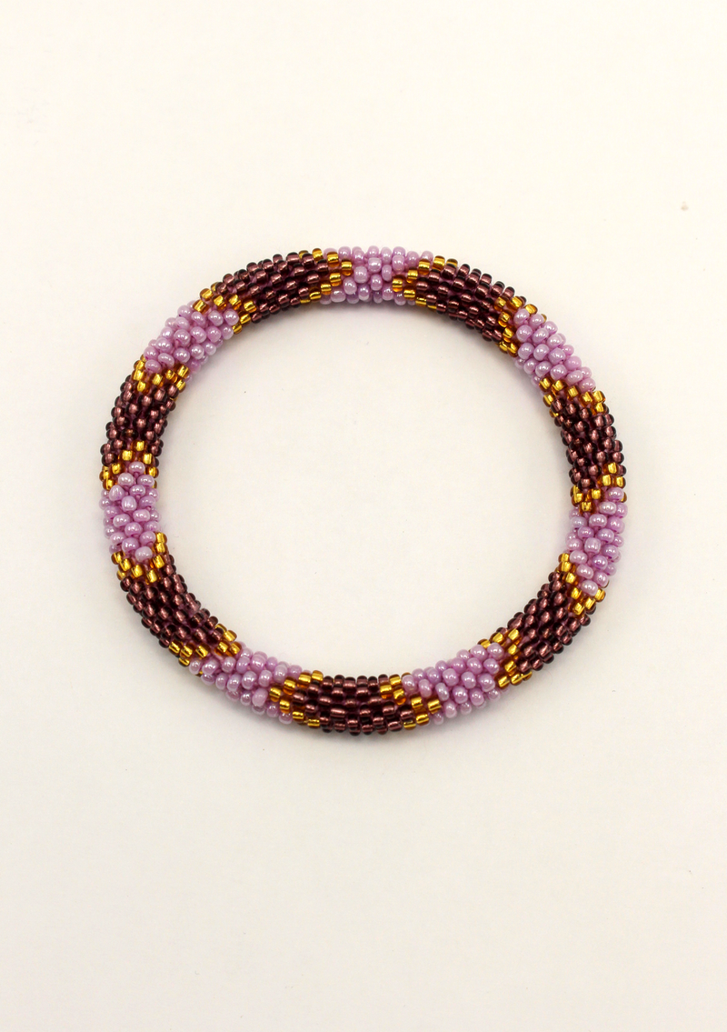 Golden Purple Roll on Beads Bracelet