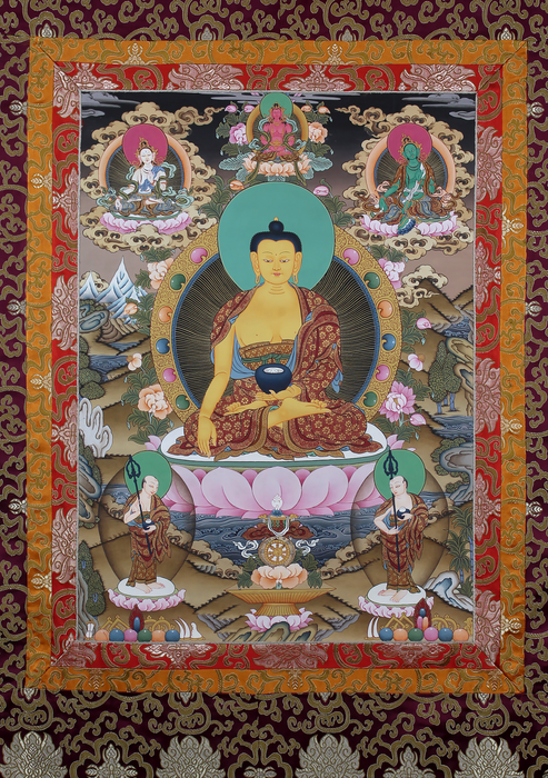 Shakyamuni Buddha Brocade Thangka Painting